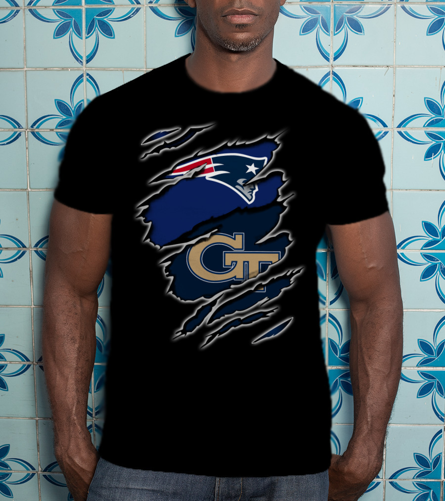 New England Patriots Georgia Tech Logo Collaboration T-Shirt