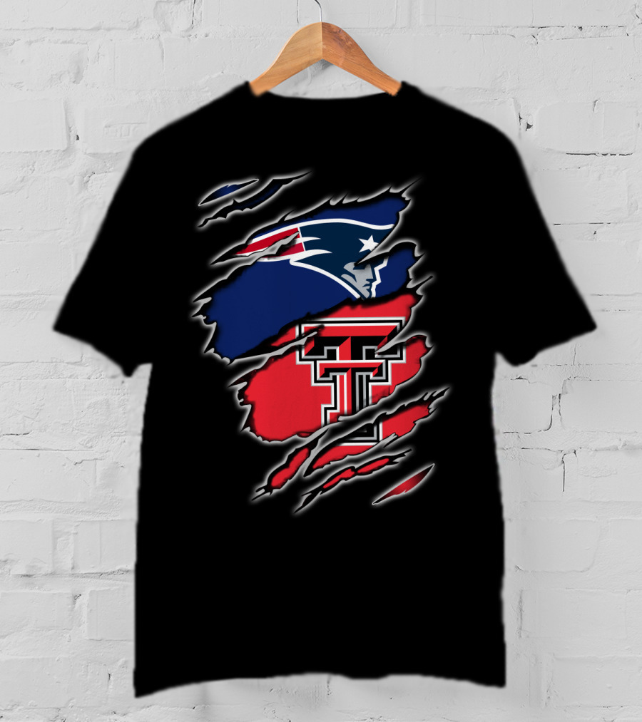 Patriots Texas Tech Raiders Football Rip Claw Marks T-Shirt