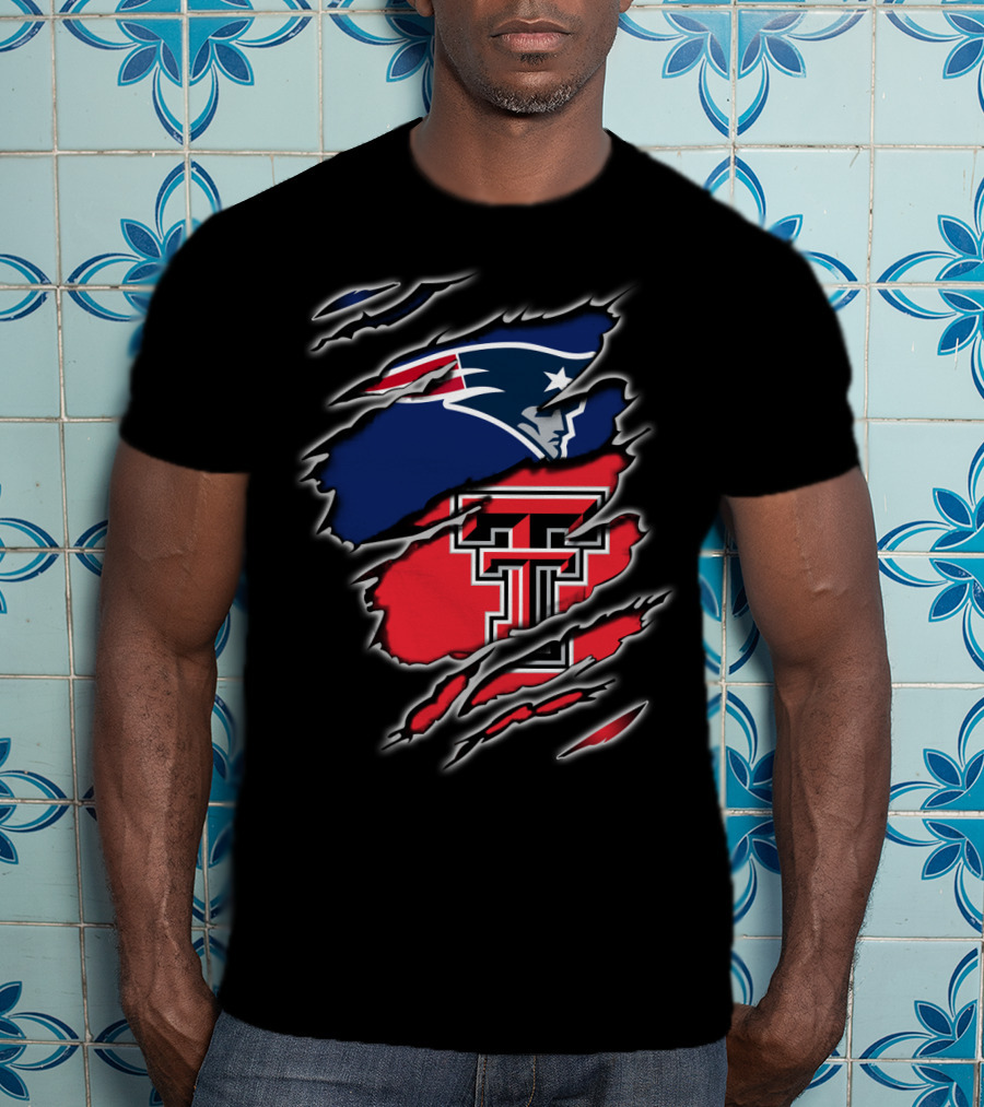 Patriots Texas Tech Raiders Football Rip Claw Marks T-Shirt