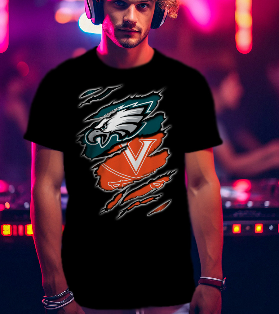 Philadelphia Eagles Virginia Cavaliers Fan Crossover T-Shirt