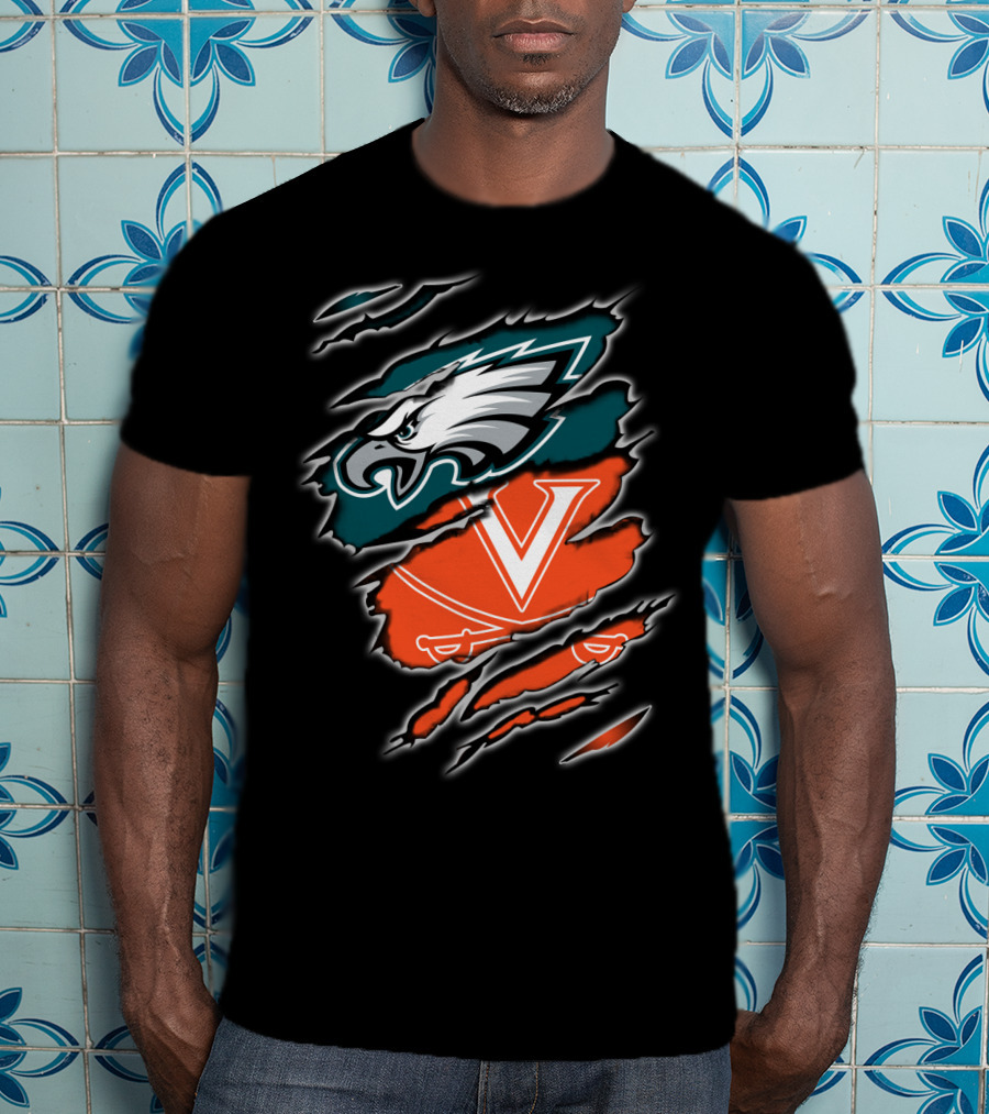 Philadelphia Eagles Virginia Cavaliers Fan Crossover T-Shirt