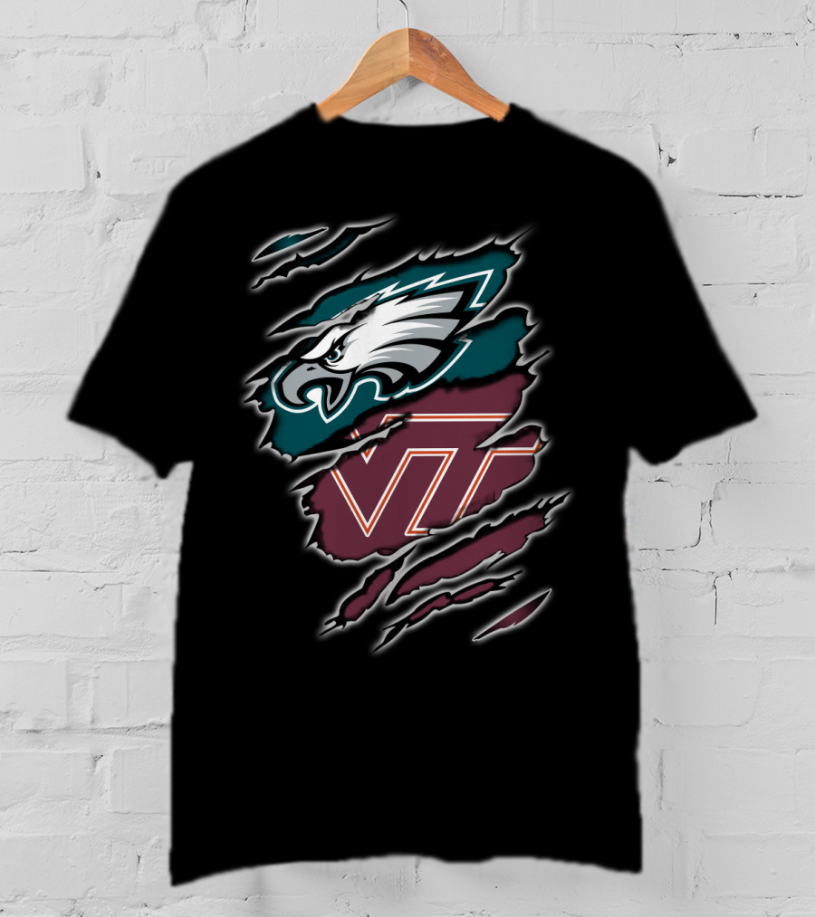 Philadelphia Eagles Virginia Tech Hokies Crossover T-Shirt