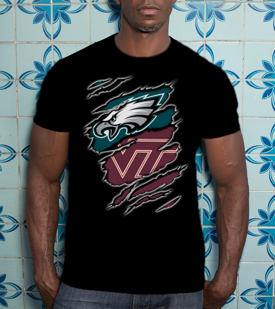 Philadelphia Eagles Virginia Tech Hokies Crossover T-Shirt