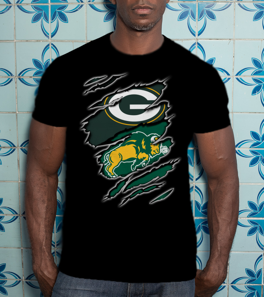 Packers Bison G Logo Green And Gold Claw Marks T-Shirt