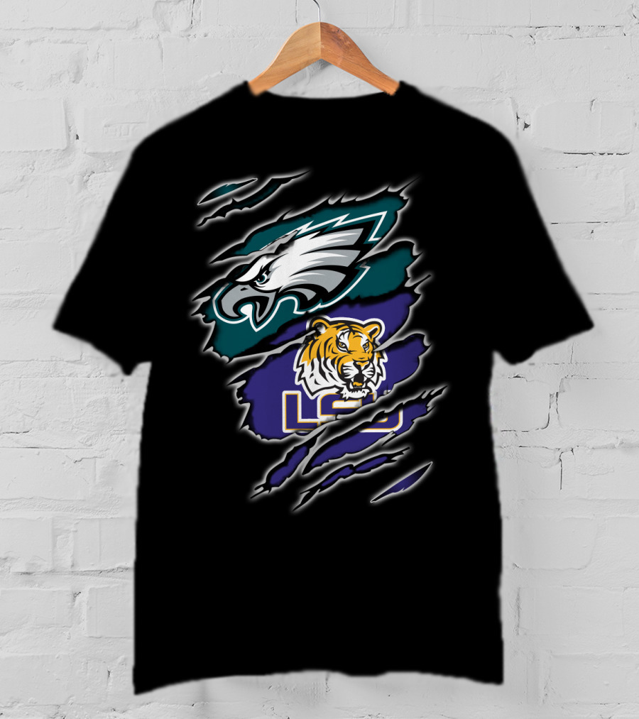 Philadelphia Eagles LSU Tigers Ripped T-Shirt