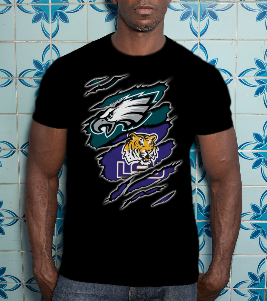 Philadelphia Eagles LSU Tigers Ripped T-Shirt