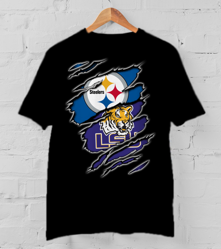 Steelers LSU Tigers Logo Fusion T-Shirt