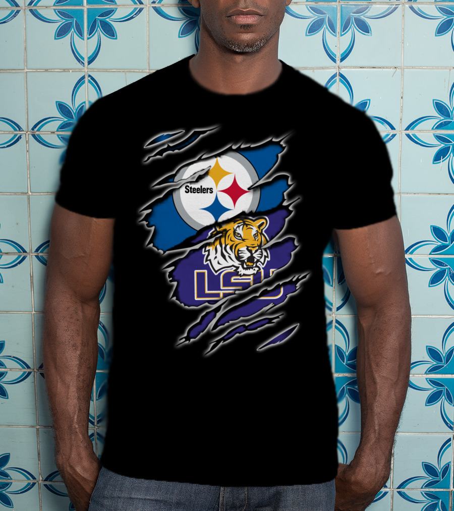 Steelers LSU Tigers Logo Fusion T-Shirt