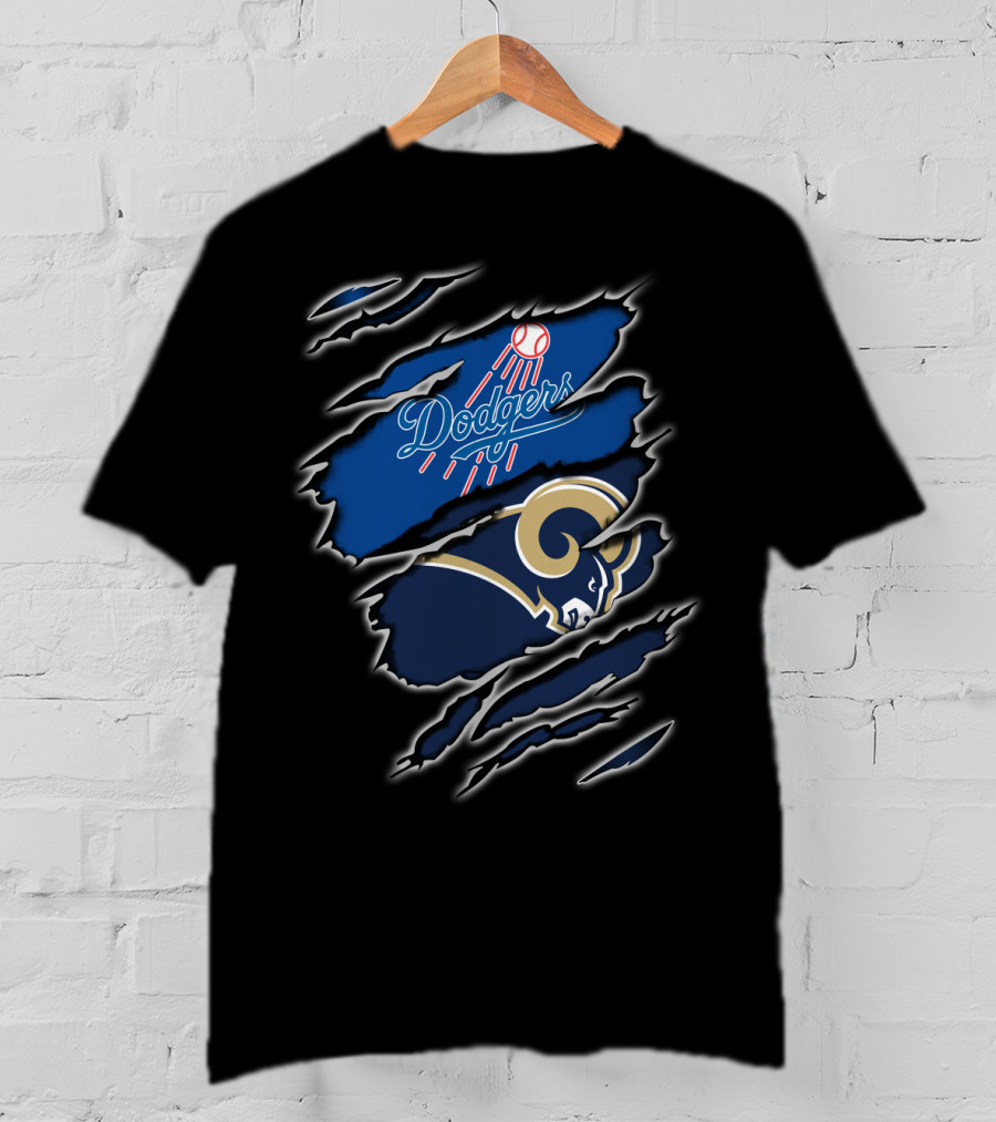 Dodgers Rams Claw Scratch Dual Logo Fusion T-Shirt