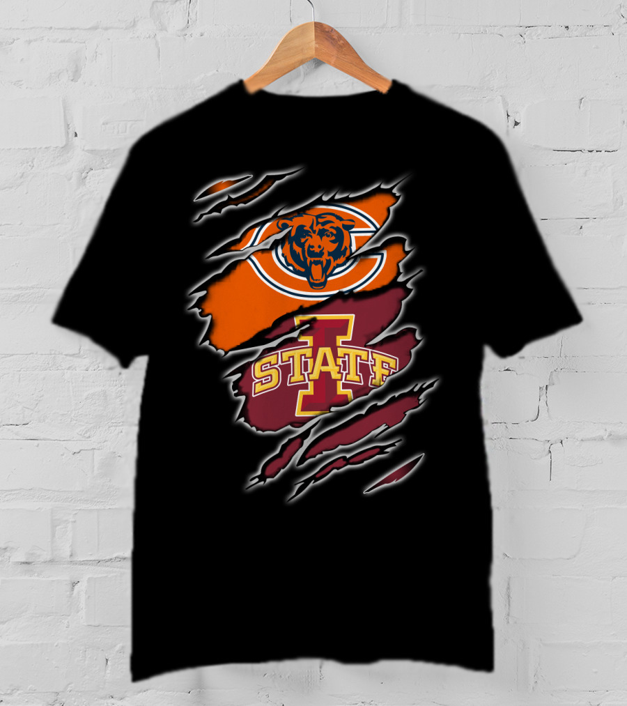 Chicago Bears Iowa State Cyclones Football Logo Split T-Shirt