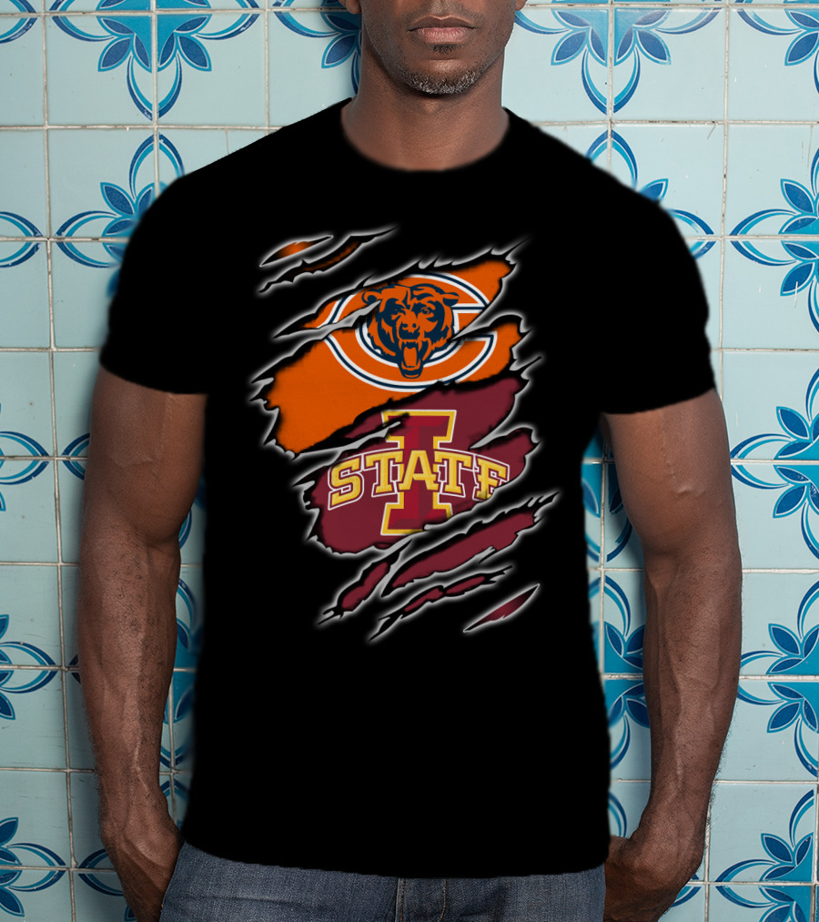 Chicago Bears Iowa State Cyclones Football Logo Split T-Shirt