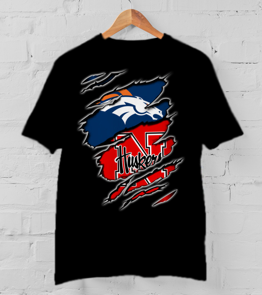 Broncos Huskers Logo Fusion T-Shirt