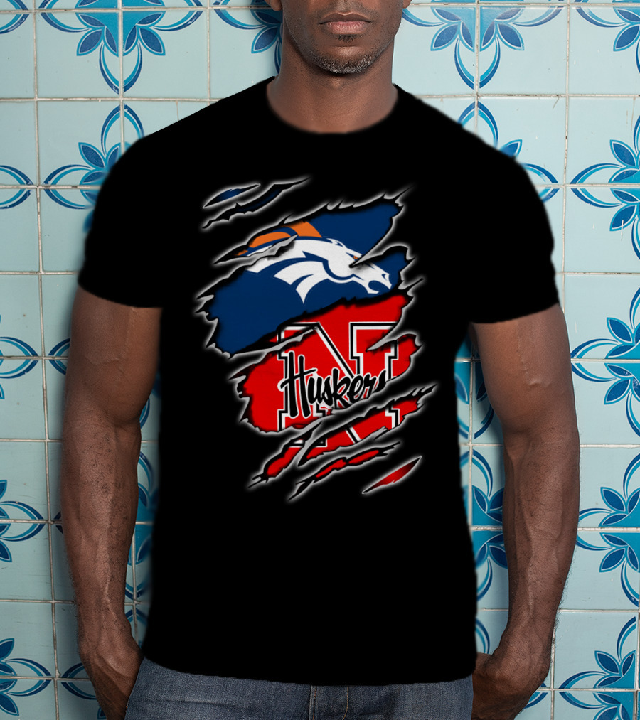 Broncos Huskers Logo Fusion T-Shirt