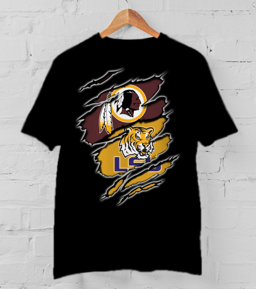 Lsu Tiger Claw With Redskins T-Shirt