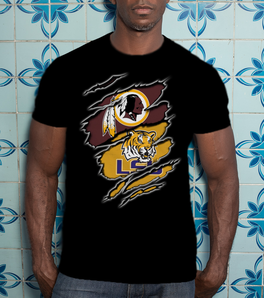Lsu Tiger Claw With Redskins T-Shirt