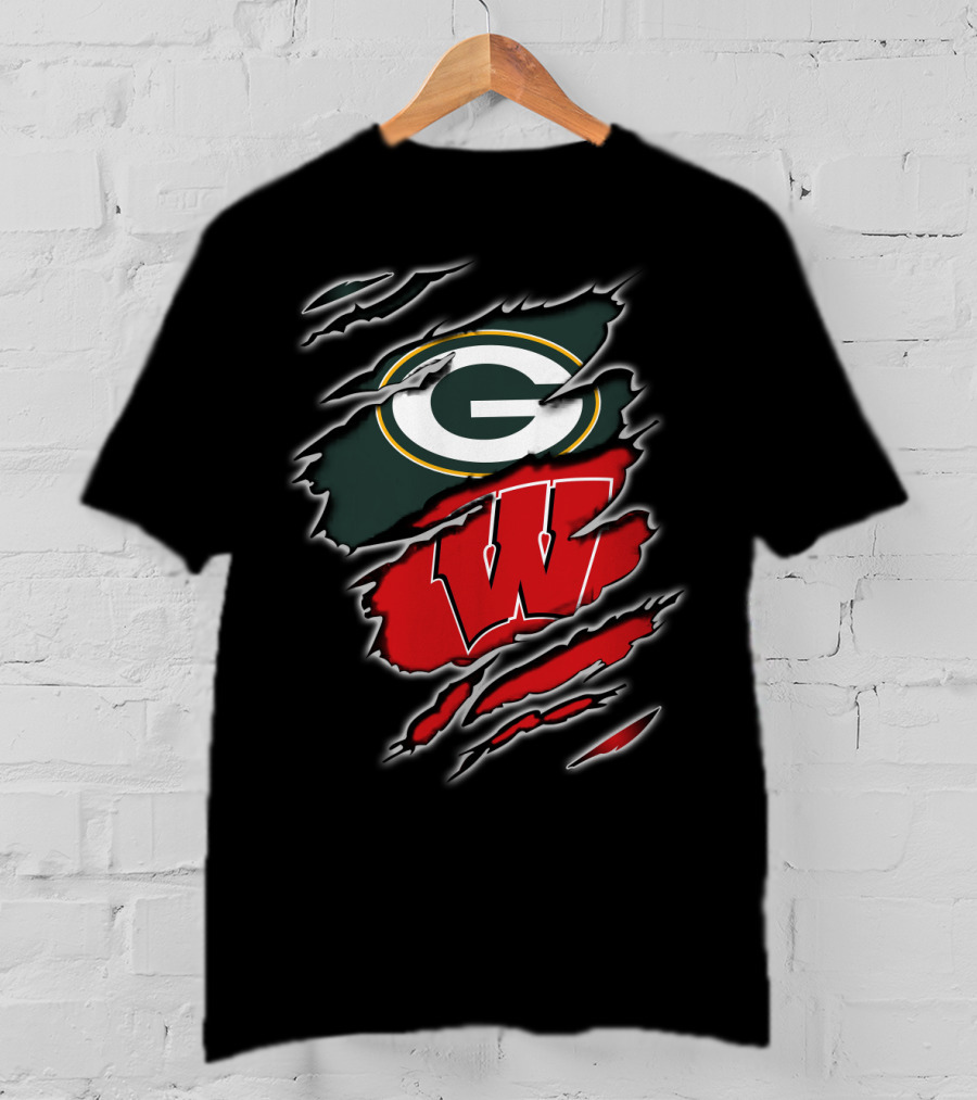 Green Bay Packers Wisconsin Badgers Logo Fusion T-Shirt