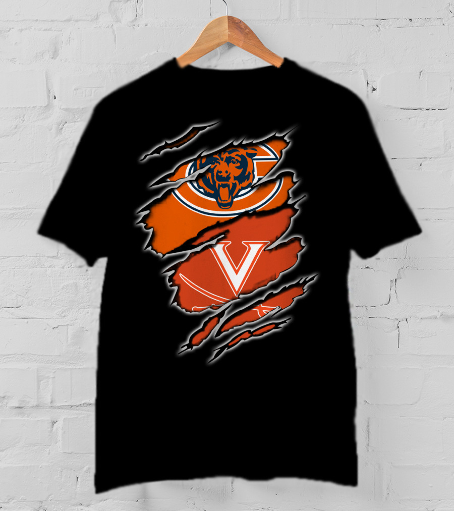 Chicago Bears Virginia Cavaliers Scratch Torn T-Shirt