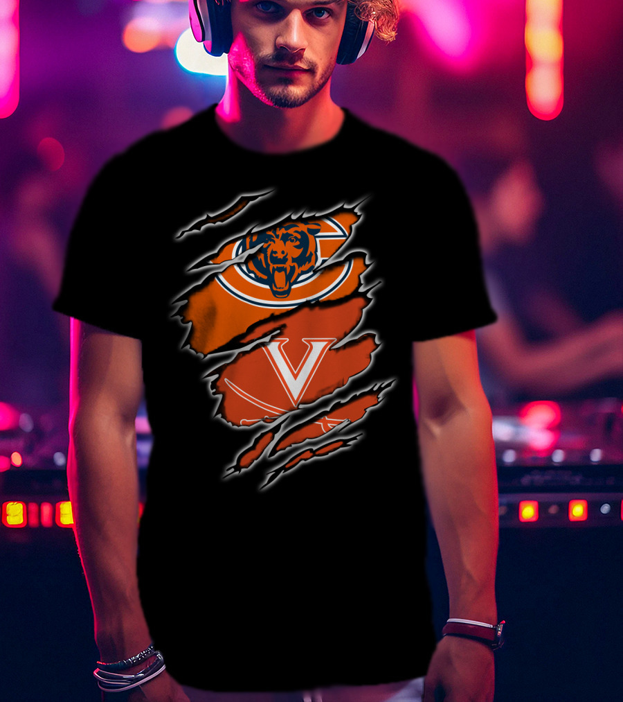 Chicago Bears Virginia Cavaliers Scratch Torn T-Shirt