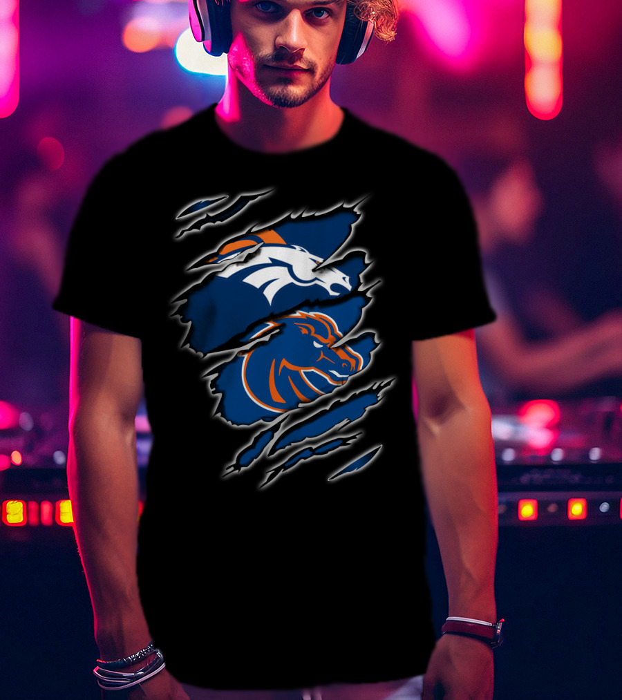 Broncos Boise Hybrid Emblem Rip T-Shirt
