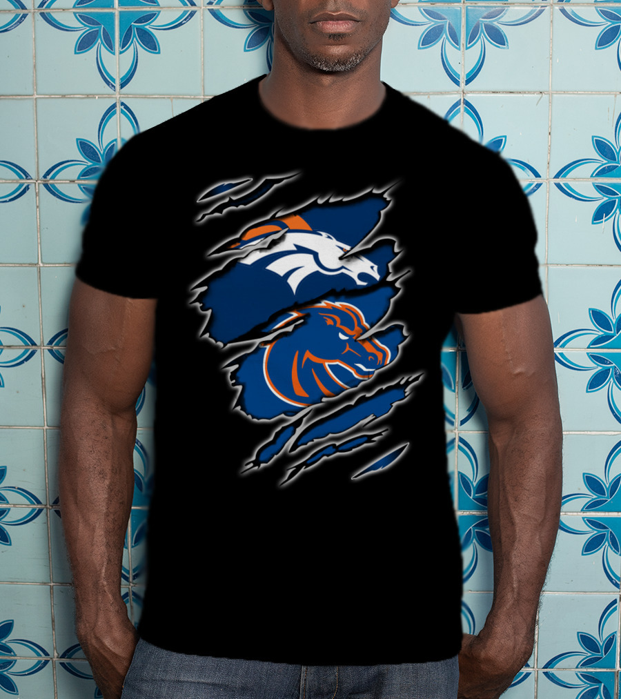 Broncos Boise Hybrid Emblem Rip T-Shirt