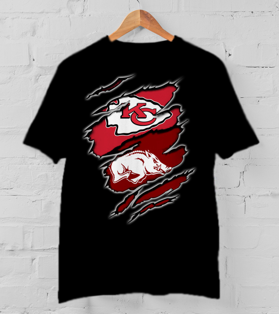 Kansas City Chiefs Arkansas Razorbacks Football Crossover T-Shirt