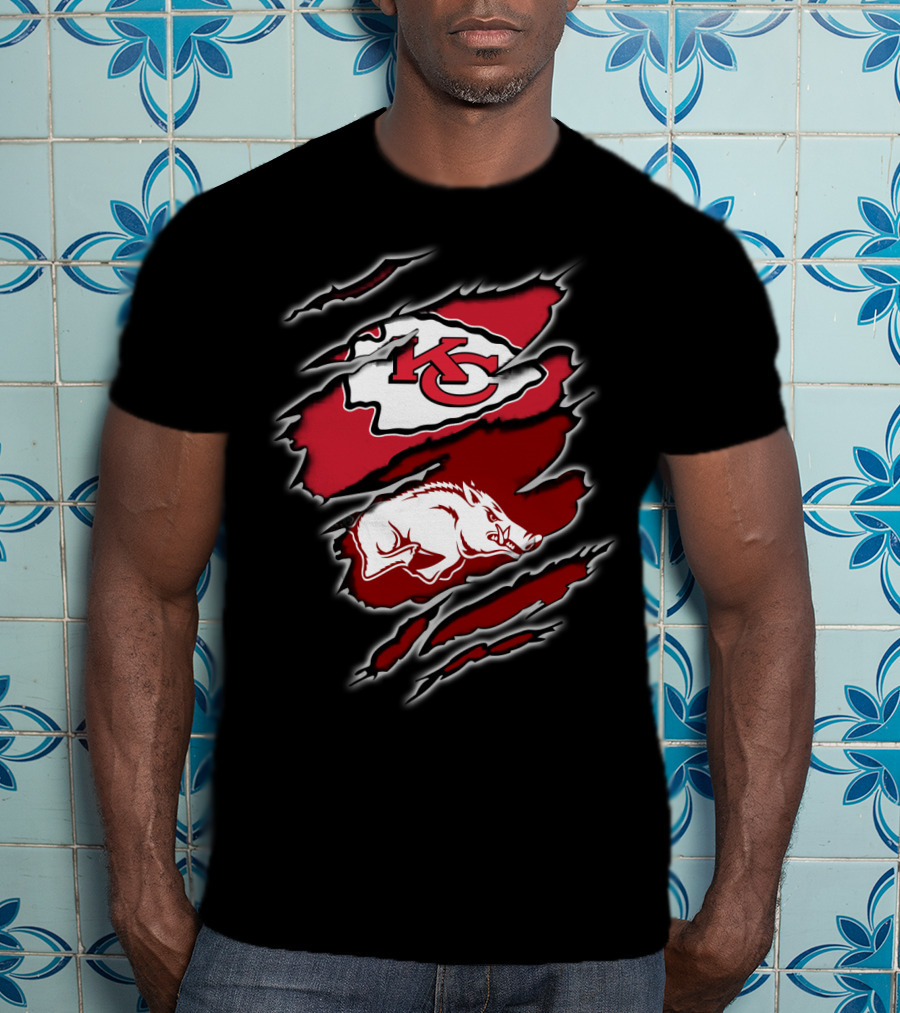 Kansas City Chiefs Arkansas Razorbacks Football Crossover T-Shirt