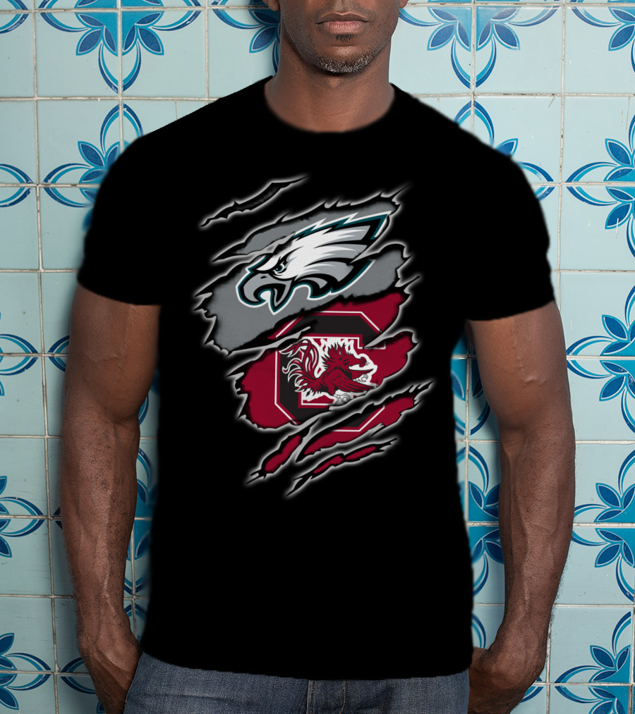 Philadelphia Eagles South Carolina Gamecocks Logo Blend T-Shirt