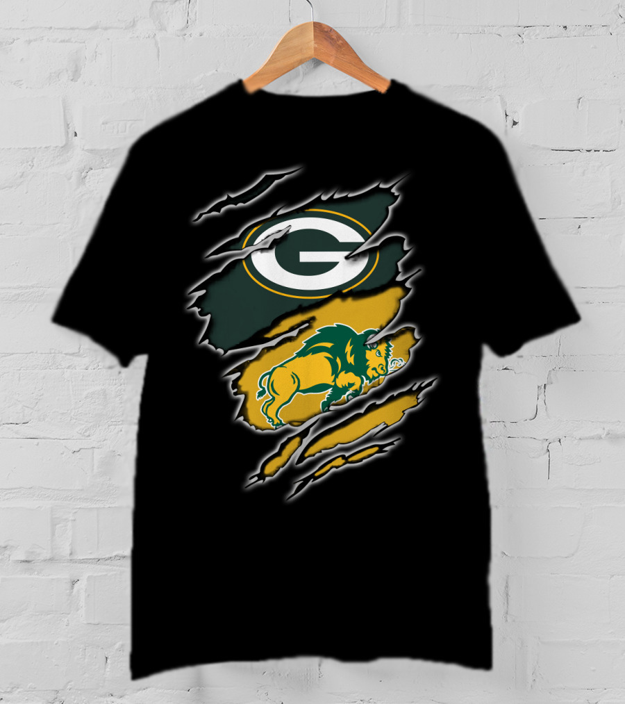 Green Bay Packers North Dakota State Bison Logo Mashup T-Shirt