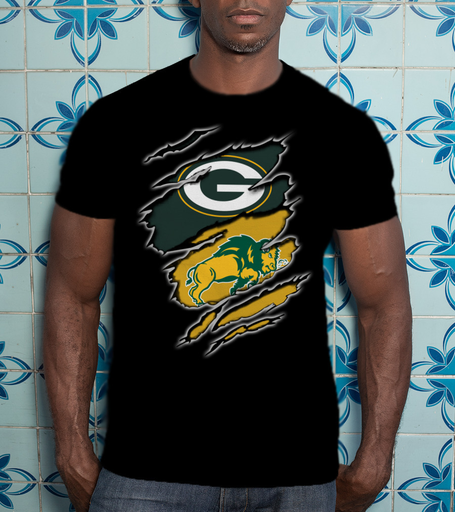 Green Bay Packers North Dakota State Bison Logo Mashup T-Shirt