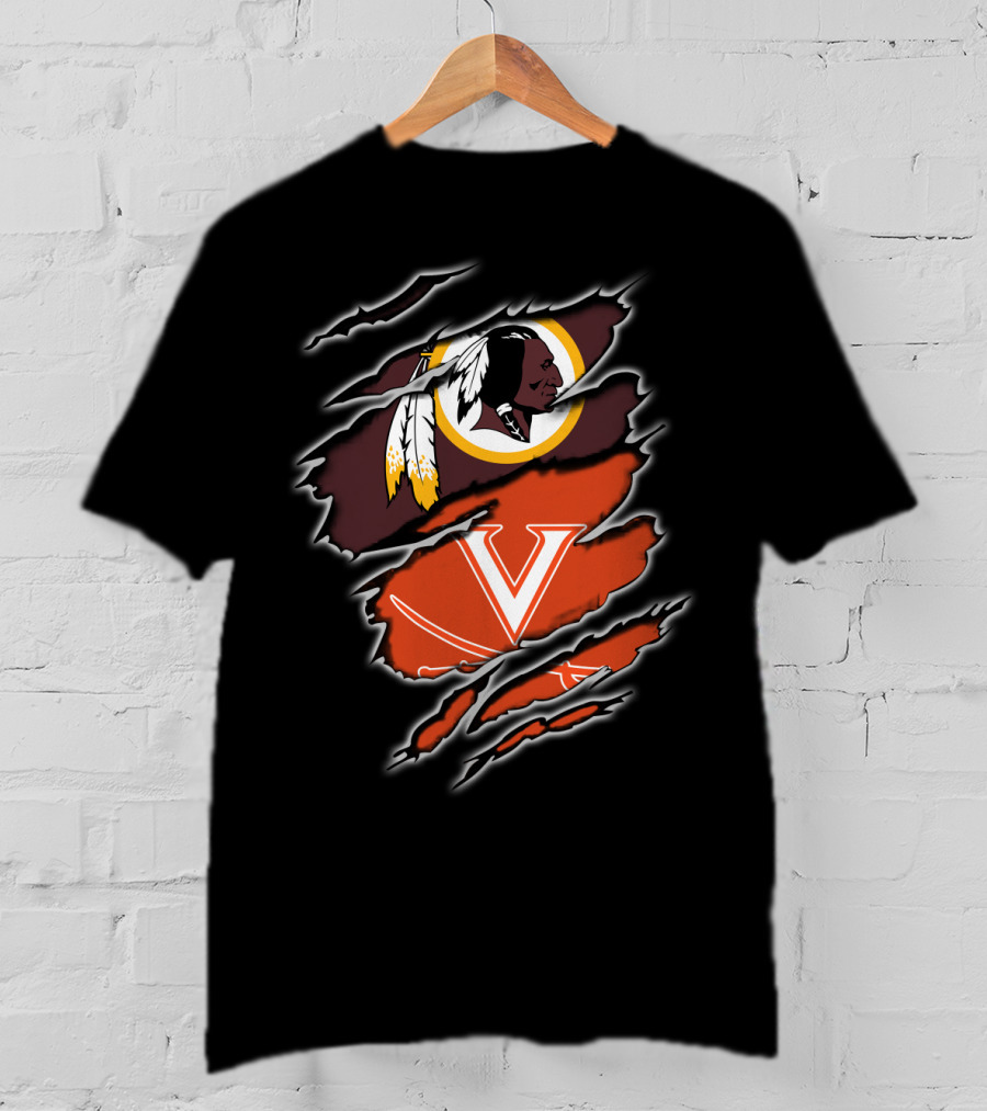 Washington Redskins Virginia Cavaliers Logo Mashup T-Shirt