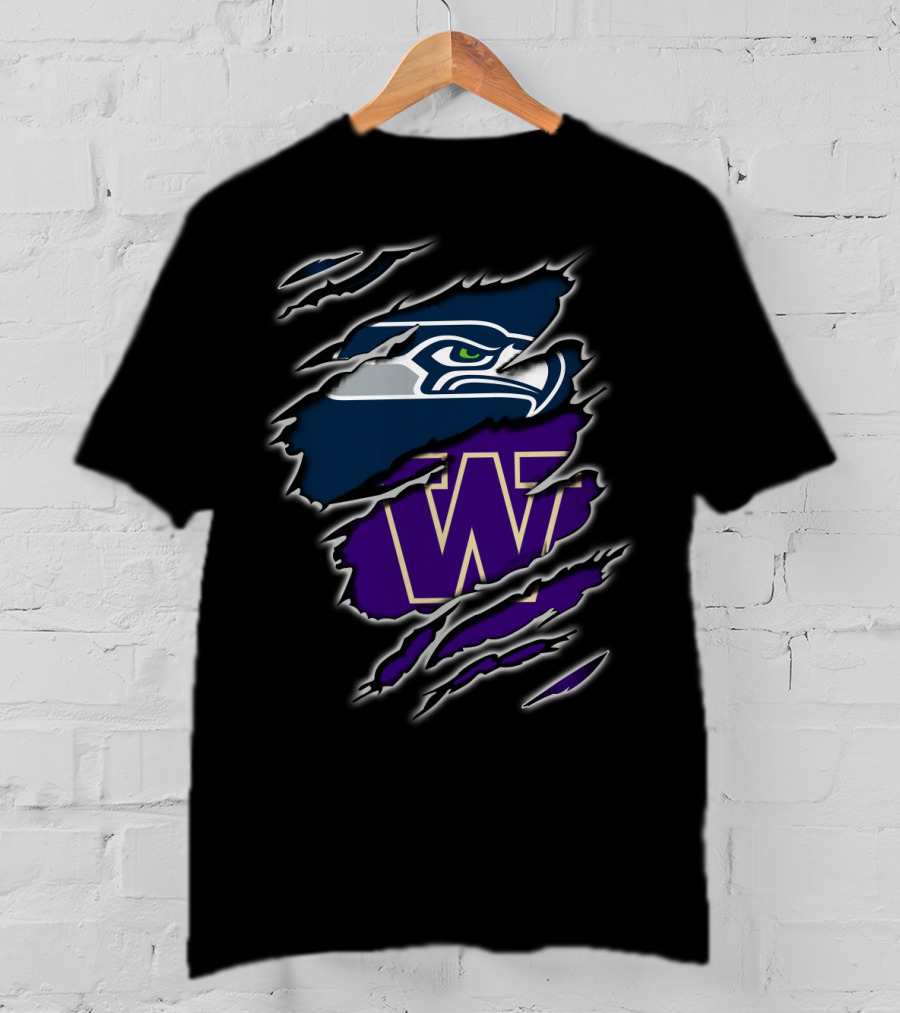 Seahawks Washington Huskies Logo Claw Tear T-Shirt