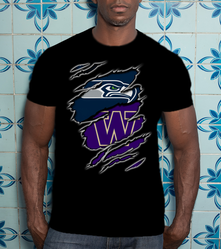 Seahawks Washington Huskies Logo Claw Tear T-Shirt