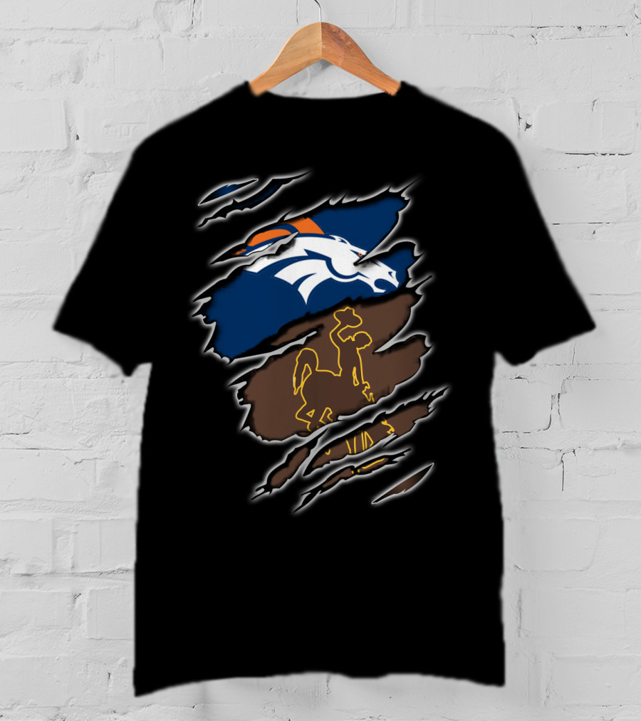 Broncos Wyoming Horse And Cowboy Iconic Symbol Collaboration T-Shirt