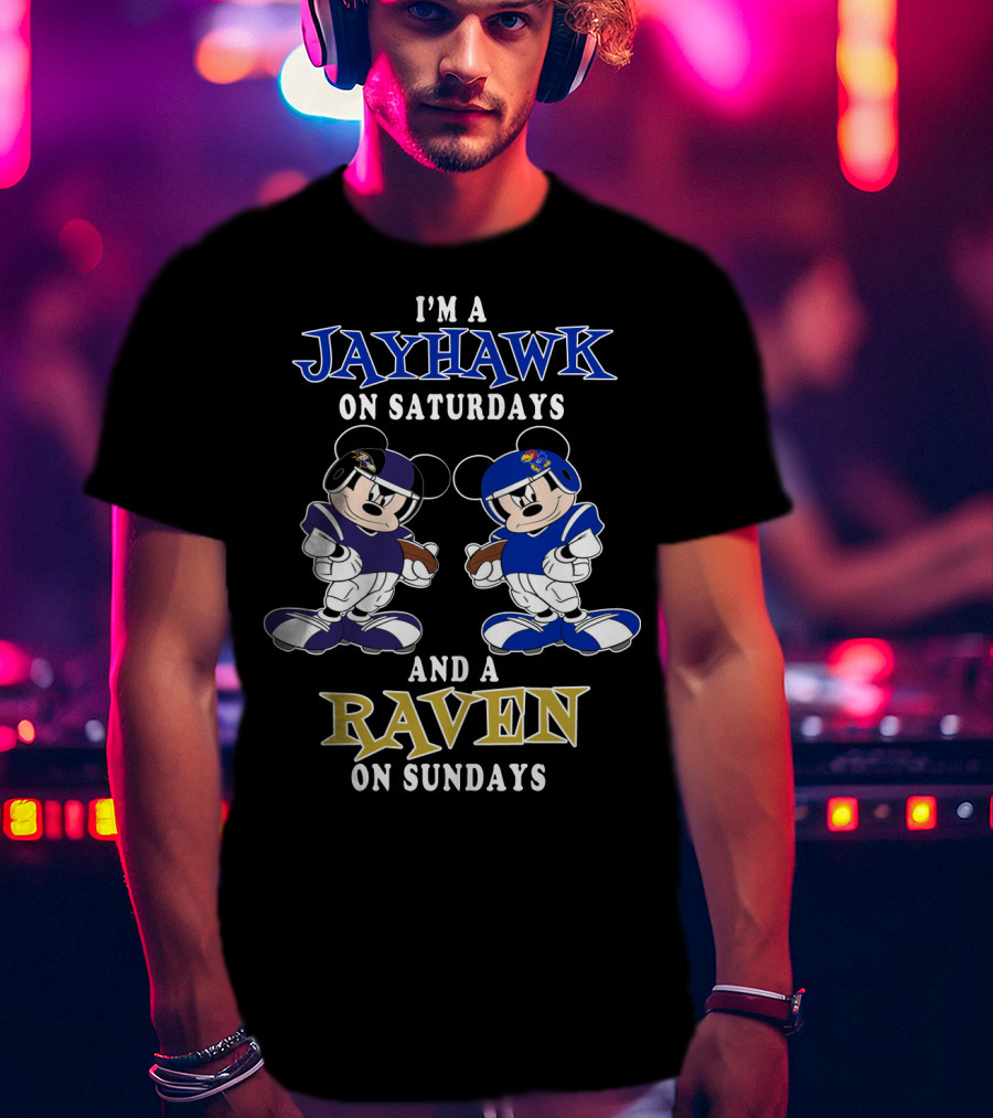 I'm A Jayhawk On Saturdays And A Raven On Sundays T-Shirt