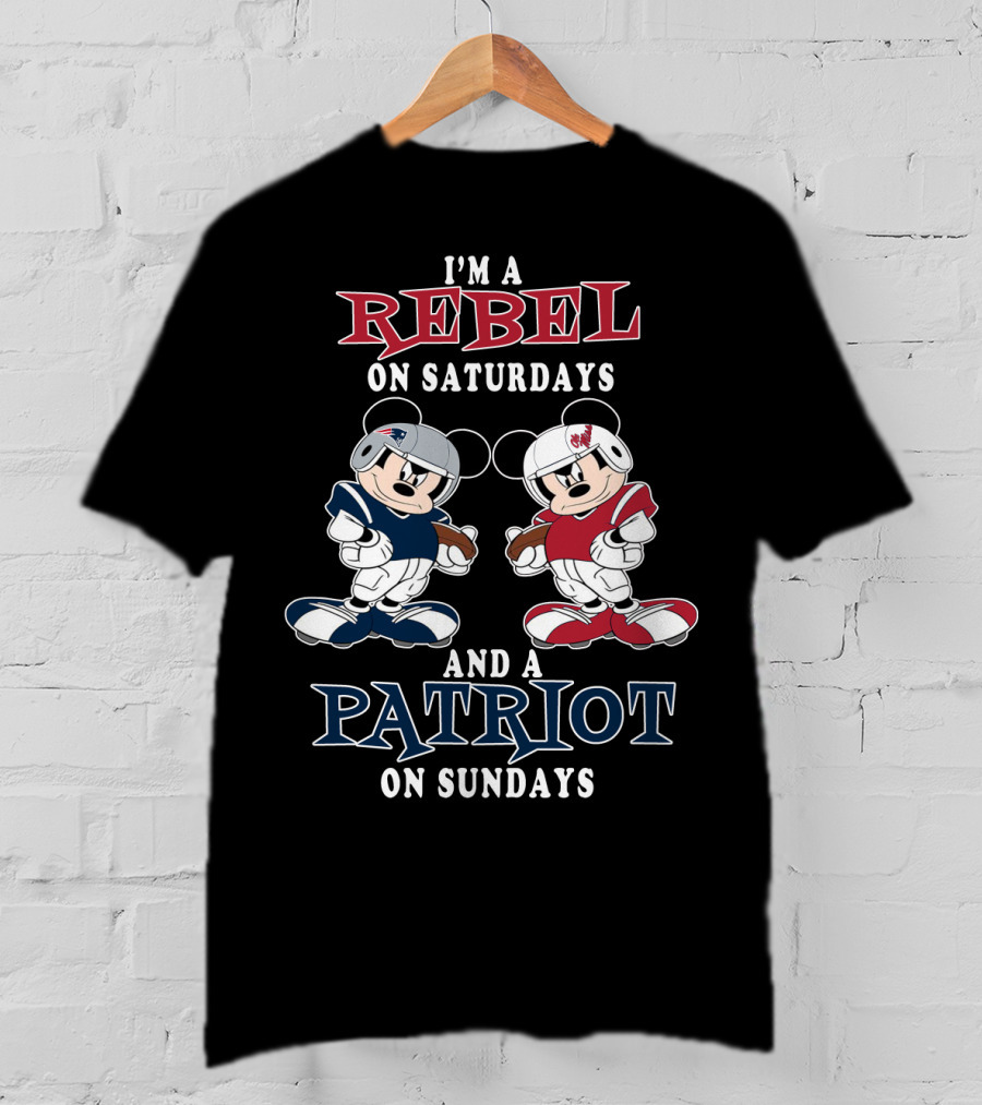 I'm A Rebel On Saturdays And A Patriot On Sundays Mickey T-Shirt
