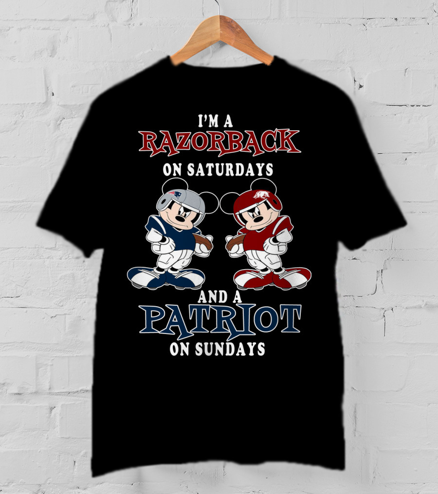 I'm A Razorback On Saturdays And A Patriot On Sundays Mickey T-Shirt