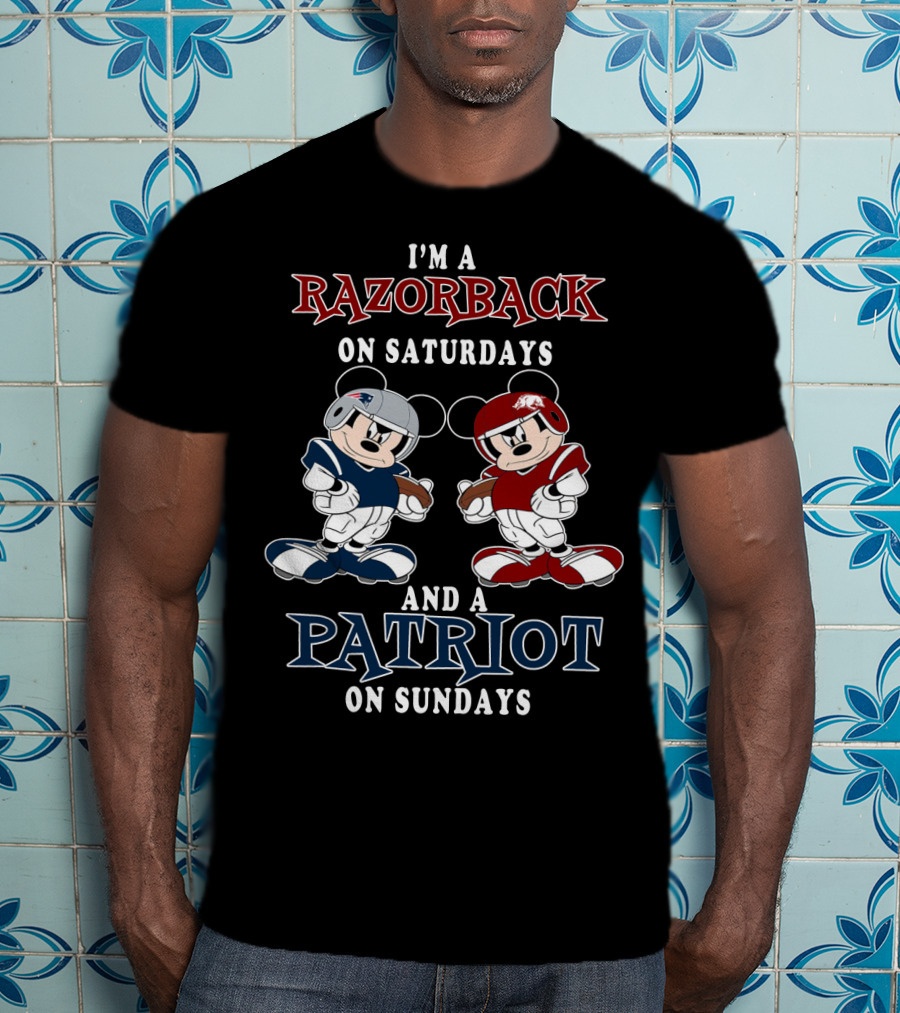 I'm A Razorback On Saturdays And A Patriot On Sundays Mickey T-Shirt