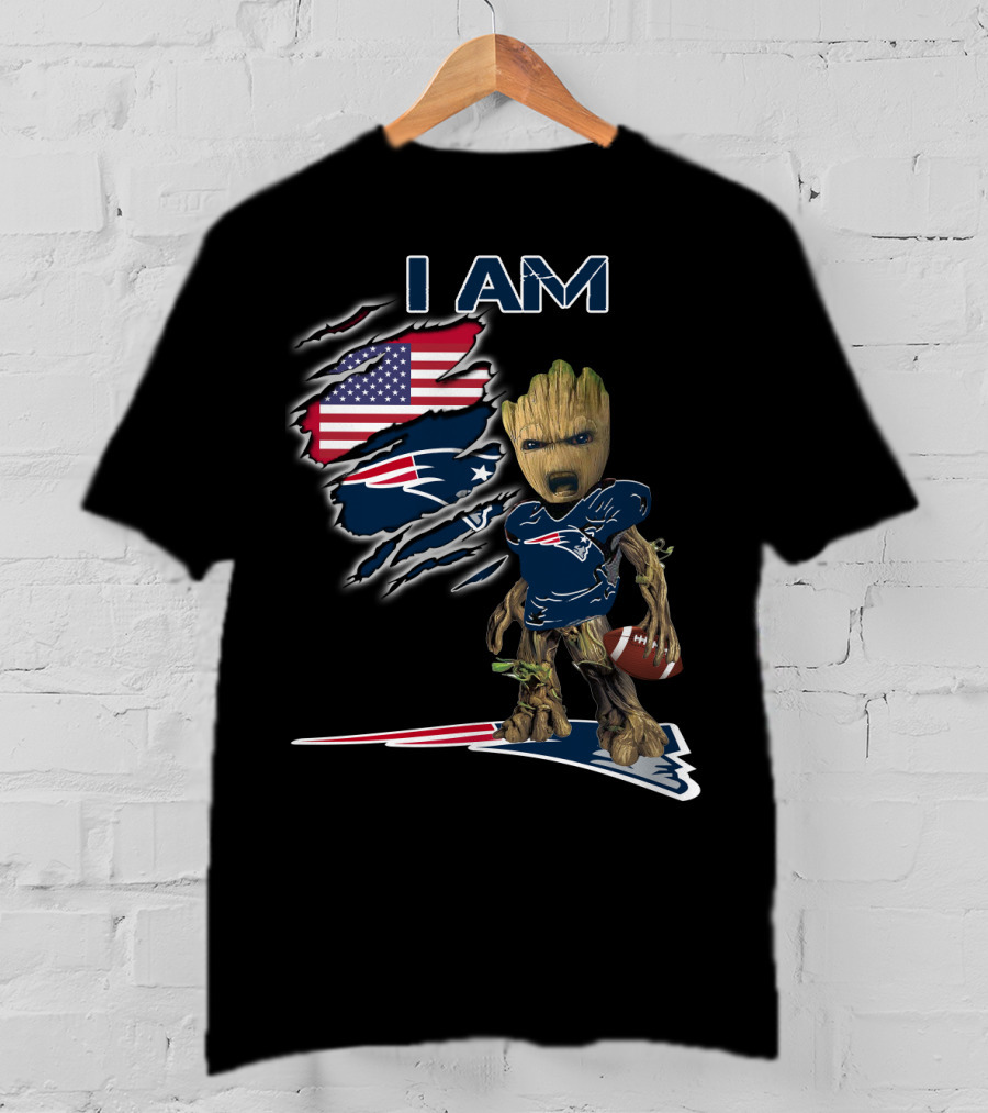 I Am Groot American Football Fan Patriots T-Shirt