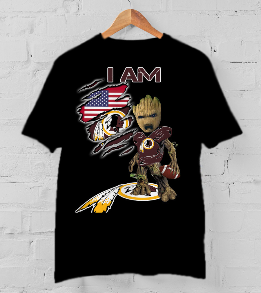 I Am Groot Washington Football Team Fan Usa Flag T-Shirt