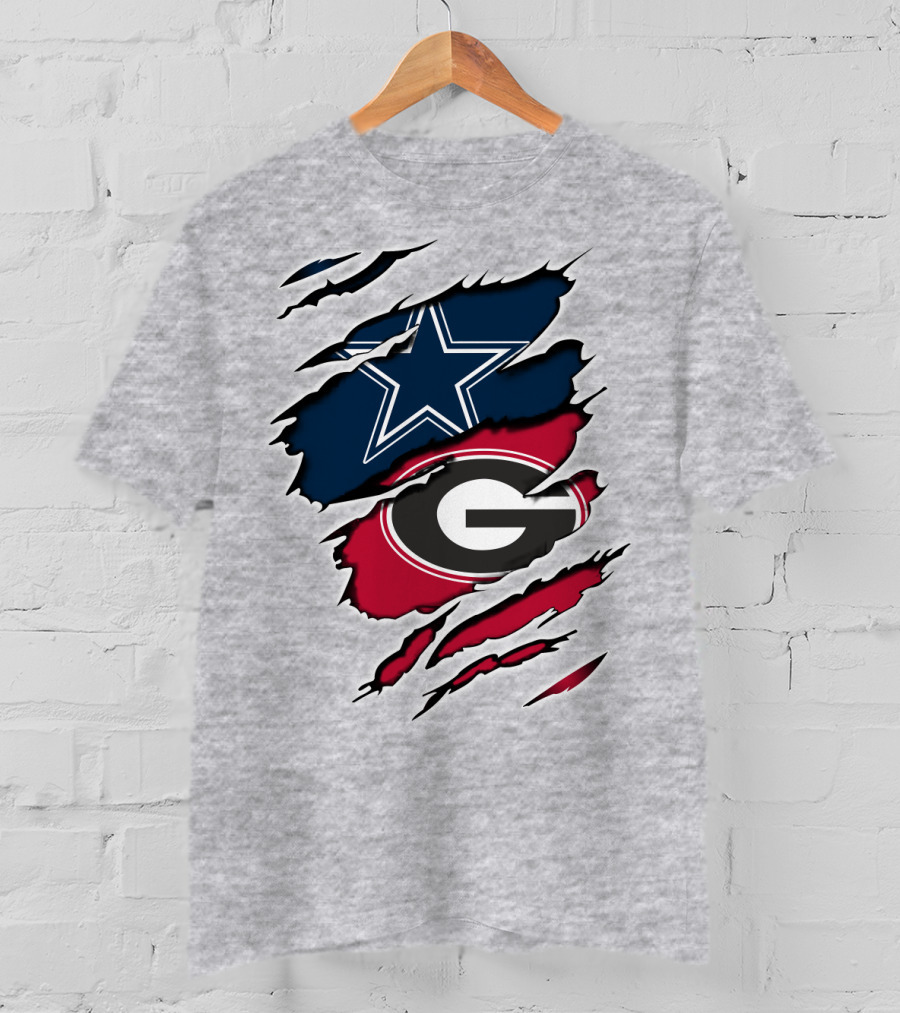 Dallas Cowboys Georgia Bulldogs Fan Crossover T-Shirt