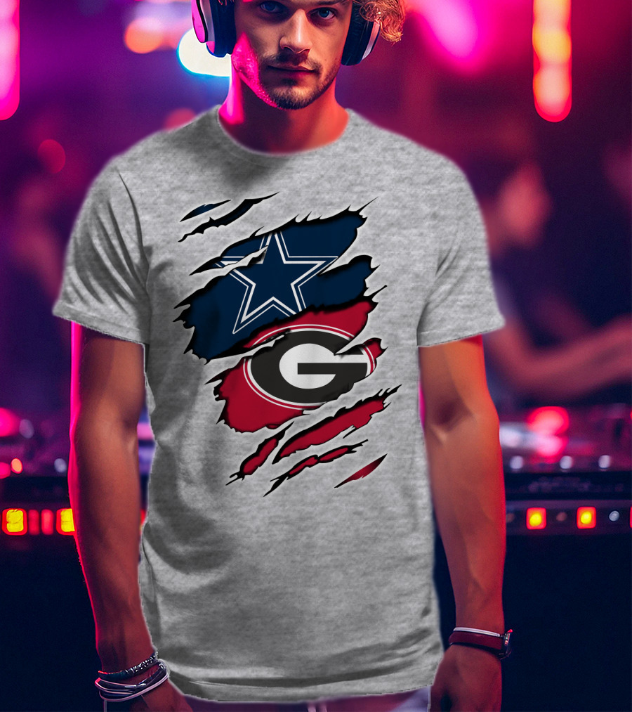Dallas Cowboys Georgia Bulldogs Fan Crossover T-Shirt