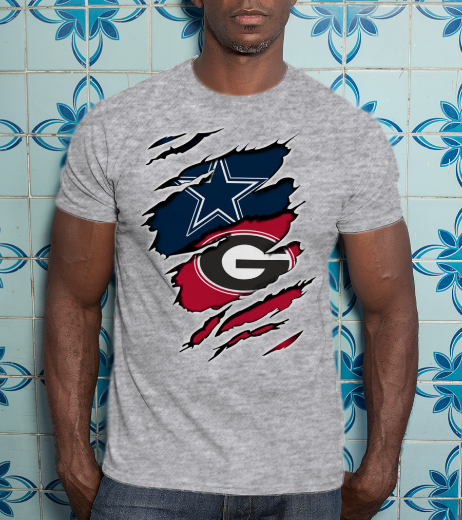 Dallas Cowboys Georgia Bulldogs Fan Crossover T-Shirt
