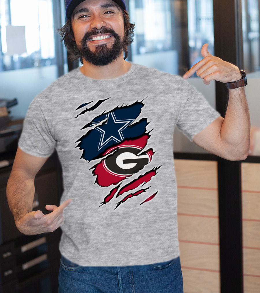 Dallas Cowboys Georgia Bulldogs Fan Crossover T-Shirt