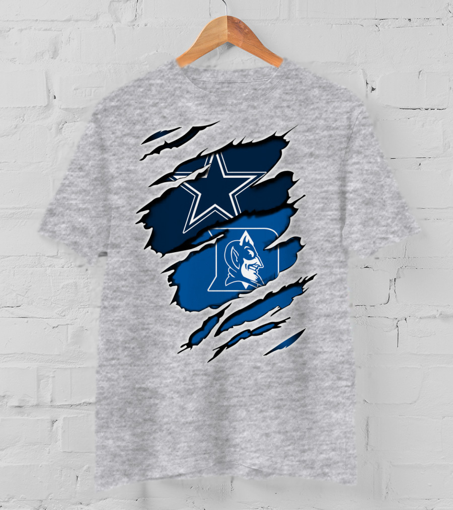 Dallas Cowboys Star Duke Blue Devils Tear T-Shirt