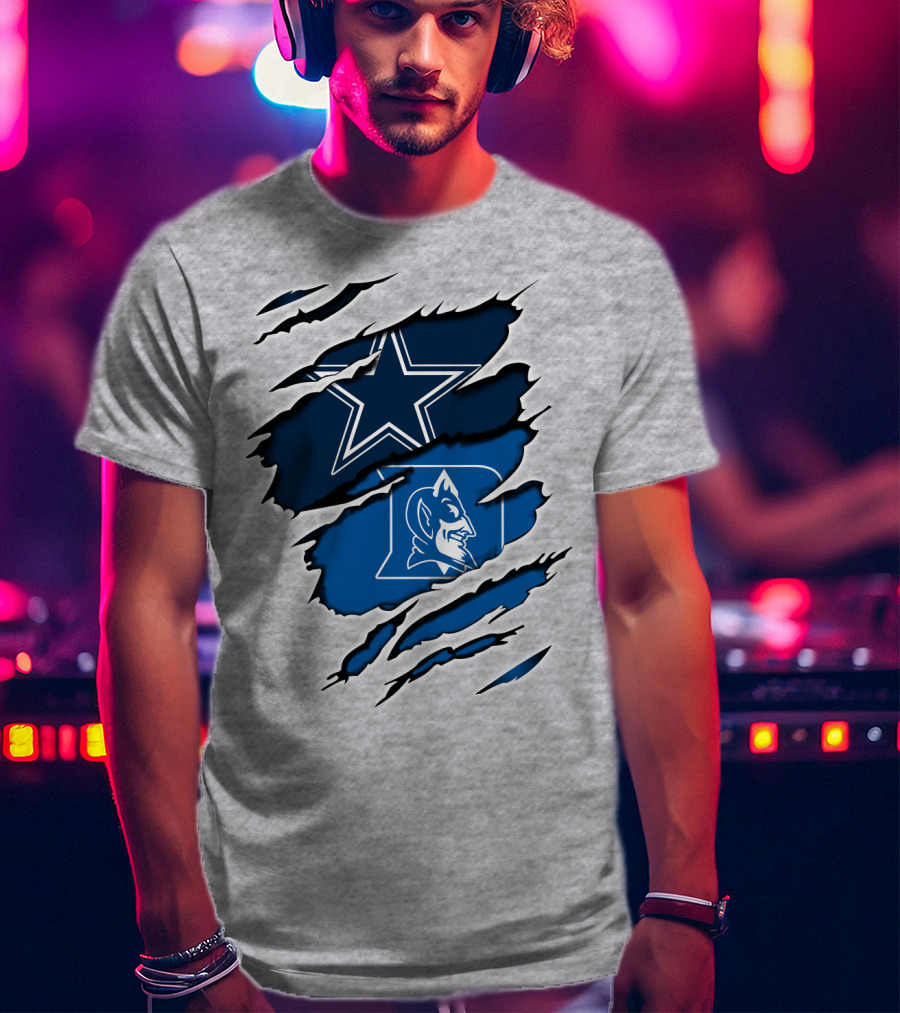 Dallas Cowboys Star Duke Blue Devils Tear T-Shirt