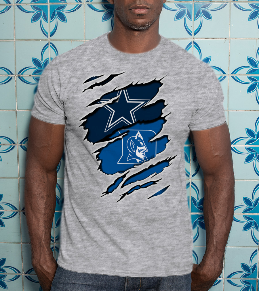 Dallas Cowboys Star Duke Blue Devils Tear T-Shirt