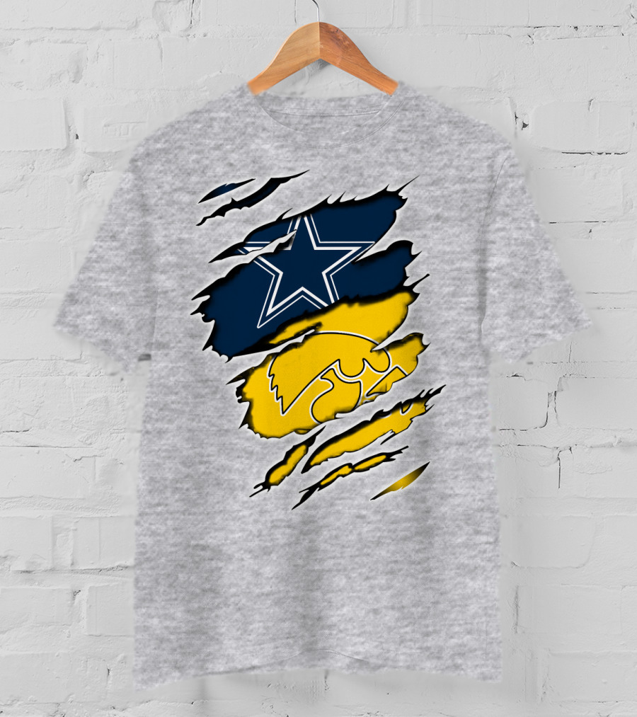 Cowboys Star And Hawkeyes Logo Fusion T-Shirt