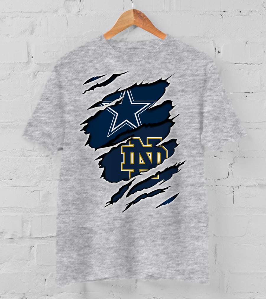 Dallas Cowboys Notre Dame Fighting Irish Logo Mashup T-Shirt