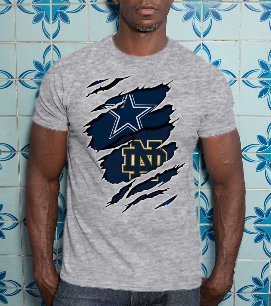 Dallas Cowboys Notre Dame Fighting Irish Logo Mashup T-Shirt