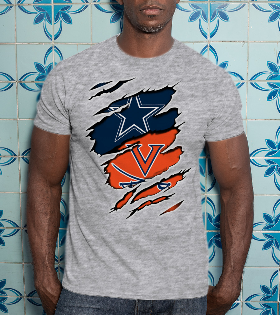 Cowboys Cavaliers Virginia Crossover Star And Swords Fusion T-Shirt